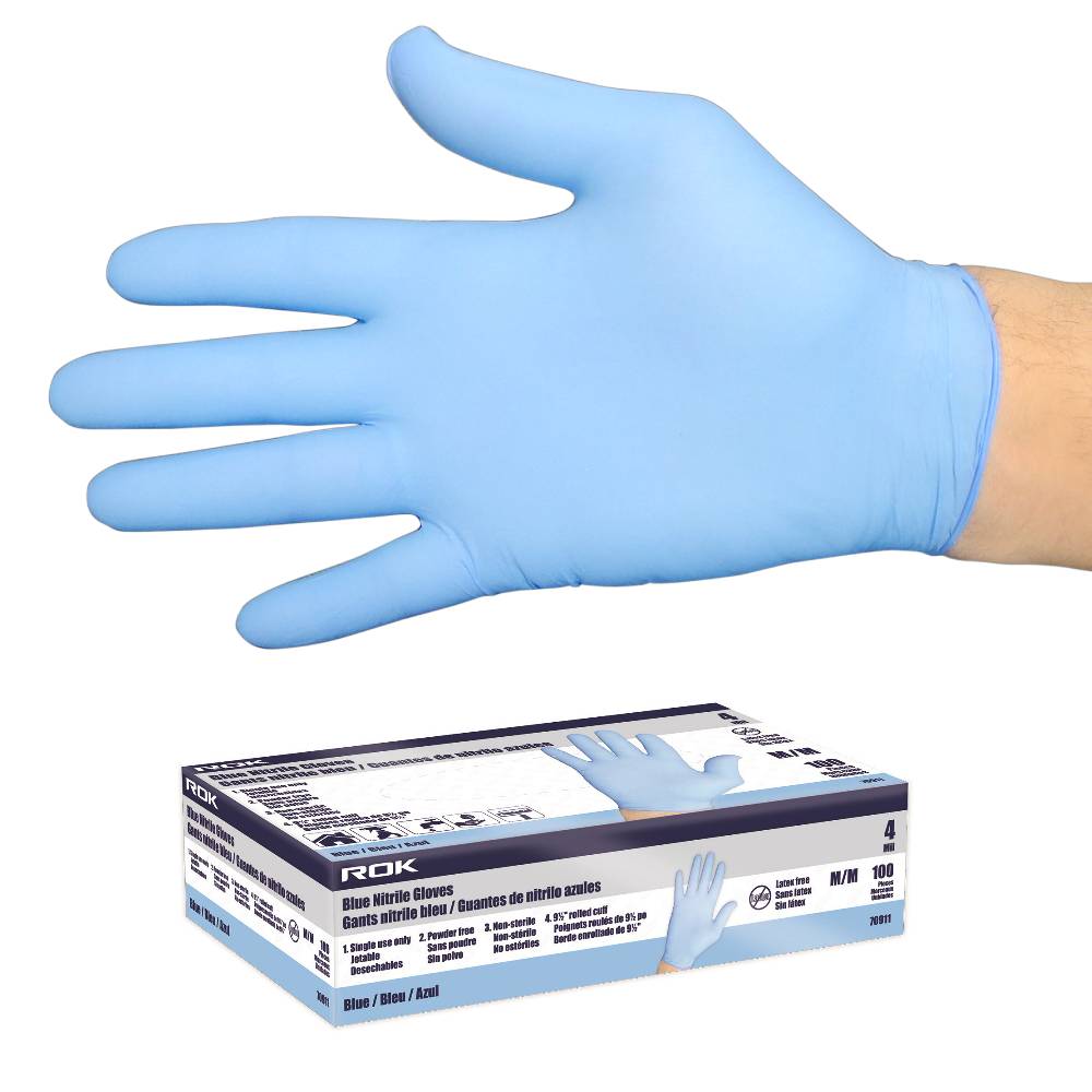 ROK 70913 100pk 4 Mil Disposable Nitrile Gloves