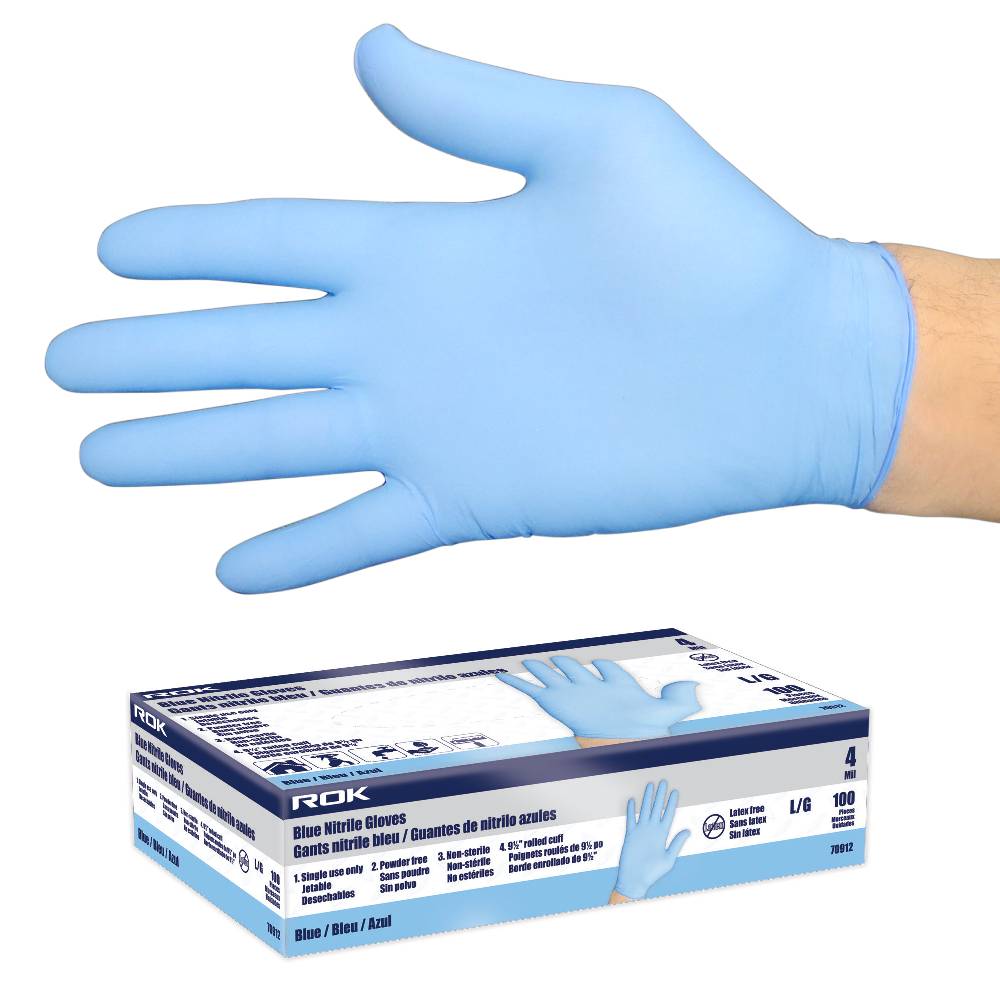 ROK 70913 100pk 4 Mil Disposable Nitrile Gloves