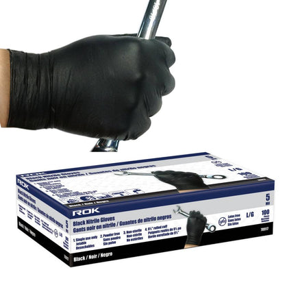 ROK 70918 100pk 5 Mil Disposable Nitrile Gloves