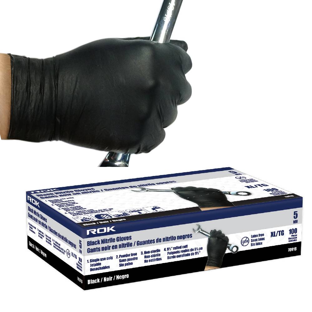ROK 70918 100pk 5 Mil Disposable Nitrile Gloves