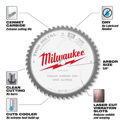 Milwaukee 48-40-4520 8in x 50T Metal Cutting Circular Saw Blade
