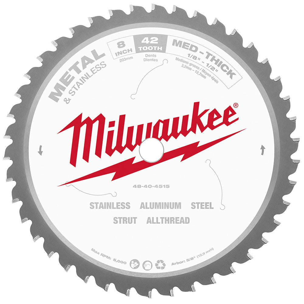Milwaukee 48-40-4515 8in x 42T Metal Cutting Circular Saw Blade