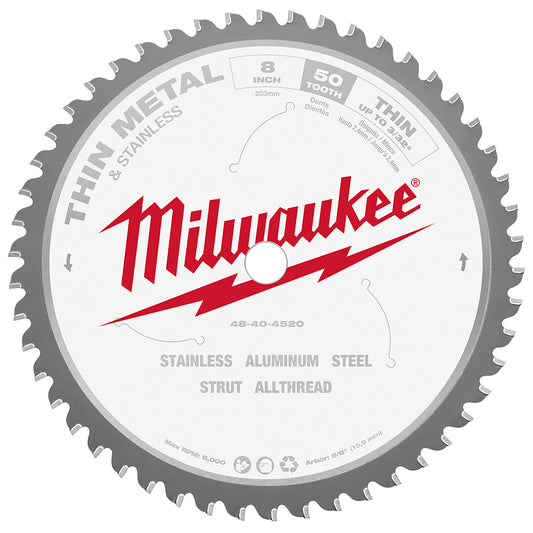 Milwaukee 48-40-4520 8in x 50T Metal Cutting Circular Saw Blade