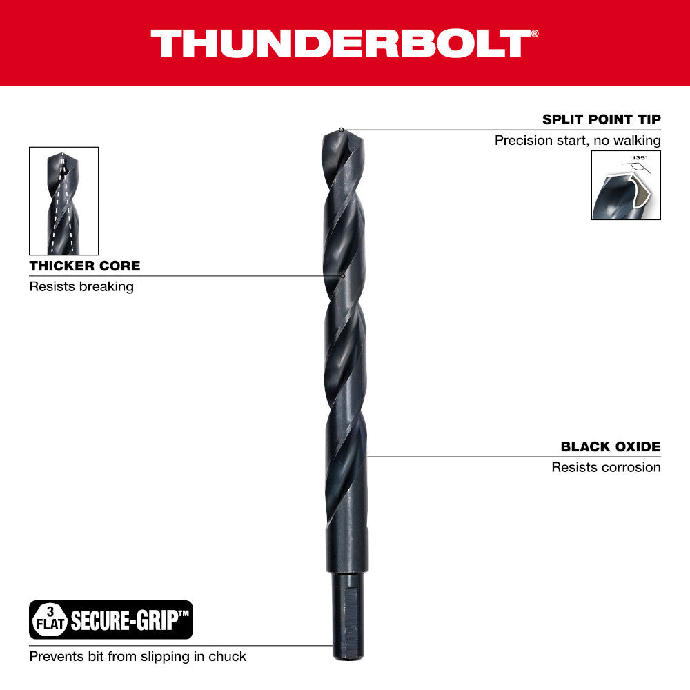 Milwaukee 48-89-2713 7/64in Thunderbolt Black Oxide Jobber Length Drill Bits - 2pk