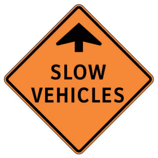 Slow Vehicle (Ahead Arrow) Aluminum Sign - 75x75cm and 120x120cm