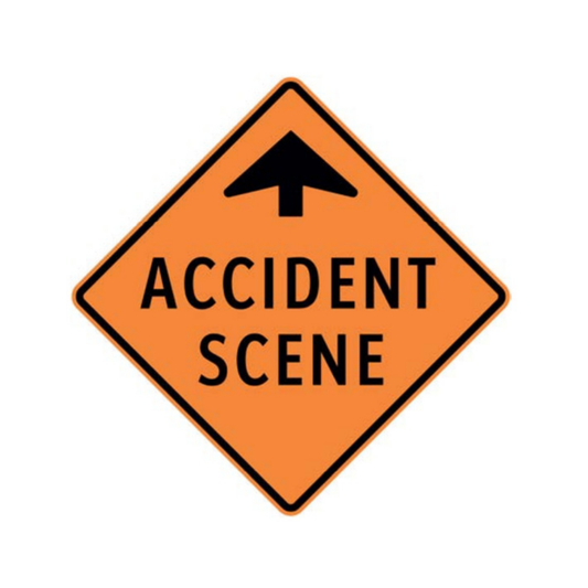 Accident Scene (Ahead Arrow) Aluminum Sign - 75x75cm and 120x120cm