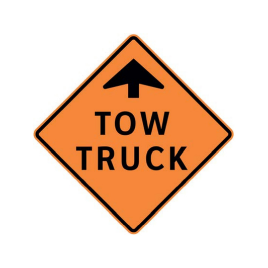 Tow Truck (Ahead Arrow) Aluminum Sign - 75x75cm and 120x120cm
