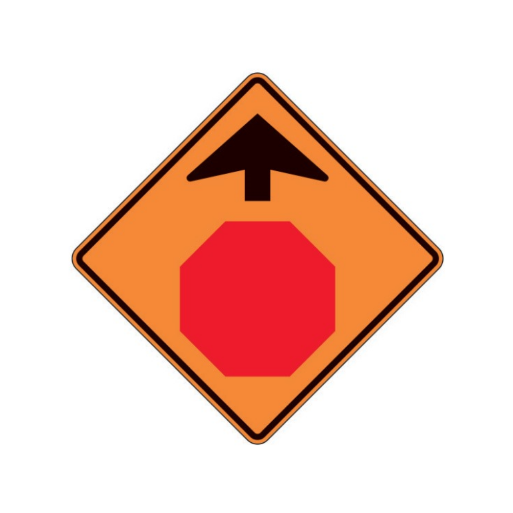 Stop Sign (Symbol) (Ahead Arrow) Aluminum Sign - 75x75cm and 120x120cm