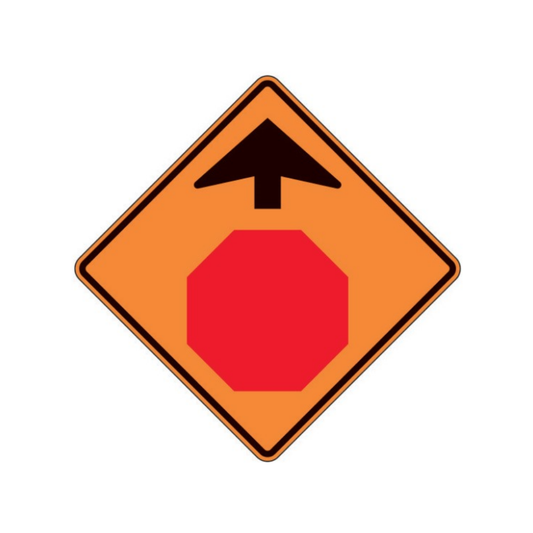 Stop Sign (Symbol) (Ahead Arrow) Aluminum Sign - 75x75cm and 120x120cm
