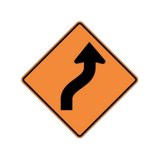 Single Lane Curve Right Aluminum Sign - 75x75cm and 120x120cm