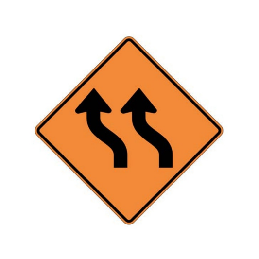 Double Lane Curve Left  Aluminum Sign - 75x75cm and 120x120cm