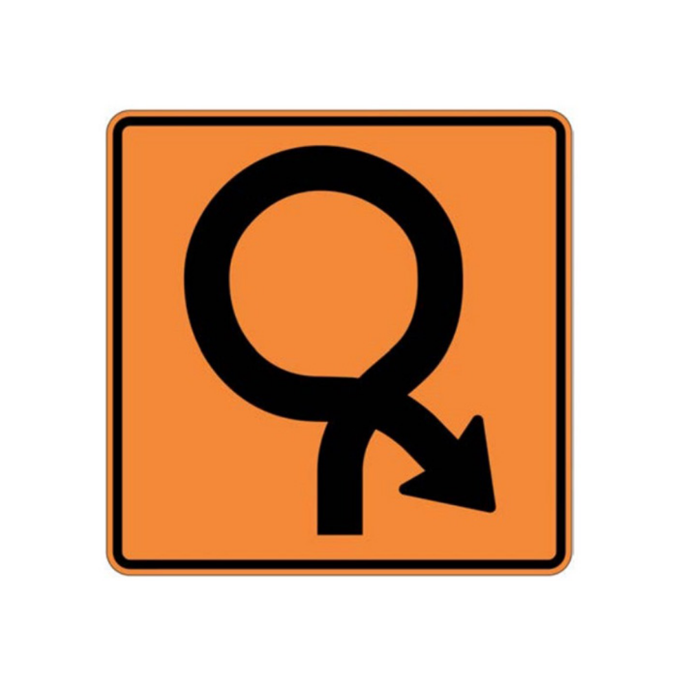 Trucks Turning Right in Roundabout Aluminum Sign - 75x75cm and 120x120cm