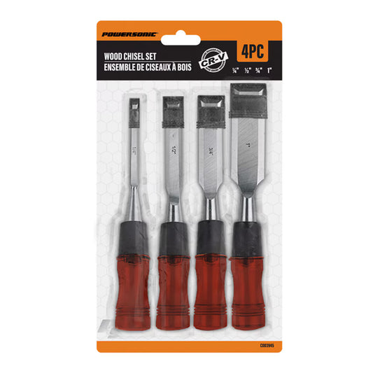 4-Piece Wood Chisel Set for Woodworking and Precision Cutting