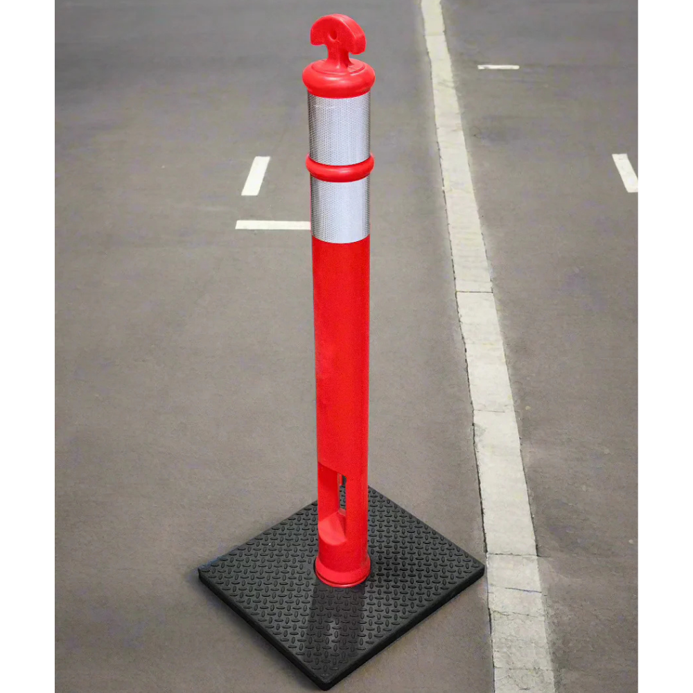 44” High-Visibility Delineator Post with Recycled Rubber Base