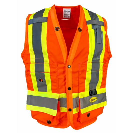 LEO Surveyors Vest, Polyester (ORANGE) with Reflective Tape