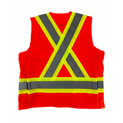 LEO Surveyors Vest, Polyester (ORANGE) with Reflective Tape