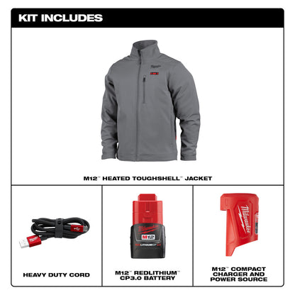 Milwaukee 204G-21XL M12 Heated TOUGHSHELL Gray Jacket Kit - Extra Large