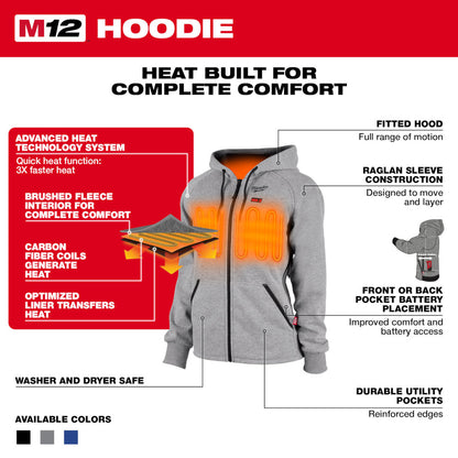 Milwaukee 336B-21L M12 Women's Heated Black Hoodie Kit - Large