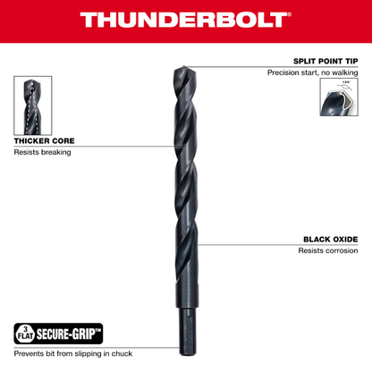 Milwaukee 48-89-2738 1/2in Thunderbolt Black Oxide Jobber Length Drill Bit