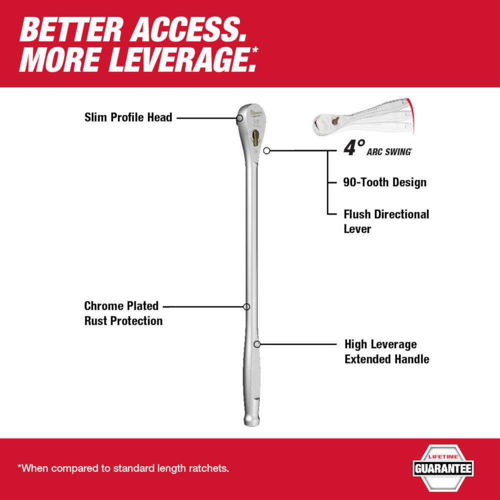 Milwaukee 48-22-9050 1/2in Drive 18in Extended Ratchet