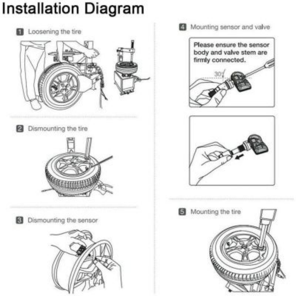 Autel MX-Sensor 1-Sensor – Universal Programmable TPMS (315MHz + 433MHz) with Press-in Rubber Valve Stem