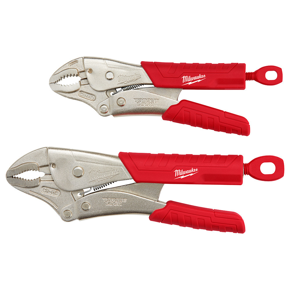 Milwaukee 48-22-3402 2pc 7in & 10in TORQUE LOCK Curved Jaw Locking Pliers with Grip Set