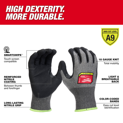 Milwaukee 48-73-7031 Cut Level 9 High Dexterity Nitrile Dipped Gloves - Medium