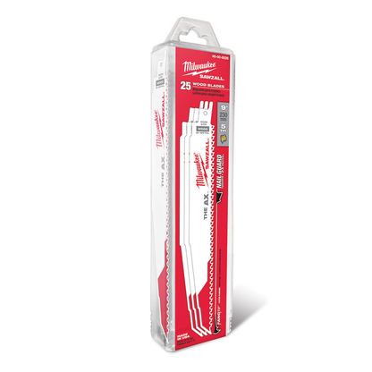Milwaukee 48-00-8026 SAWZALL THE AX 9in 5 TPI Nail Embedded Wood Cutting Blades - 25pk