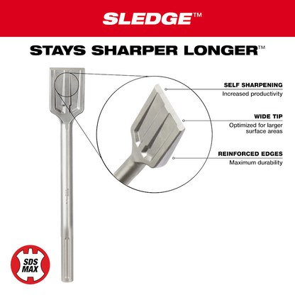 Milwaukee 48-62-4089 2in x 12in SDS MAX SLEDGE Scraping Chisel