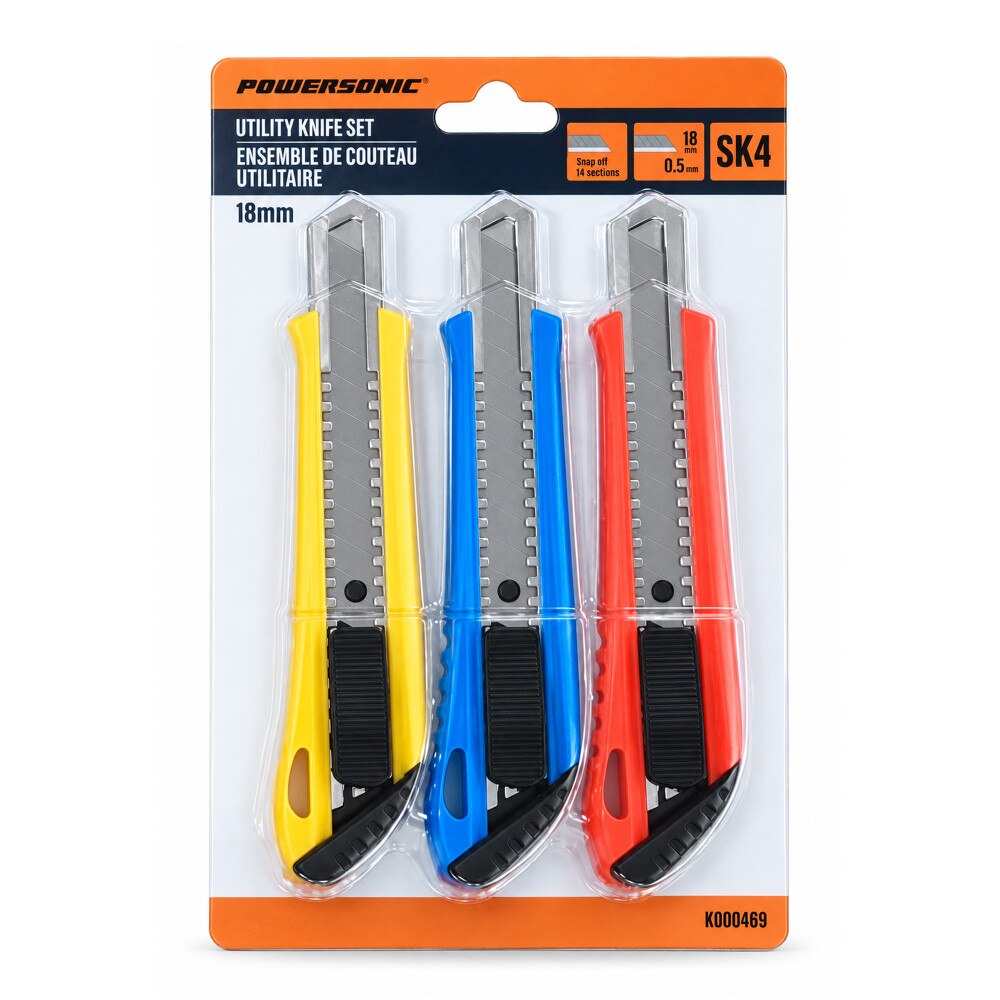 3-Piece 18 mm Snap-Off Utility Knife Set