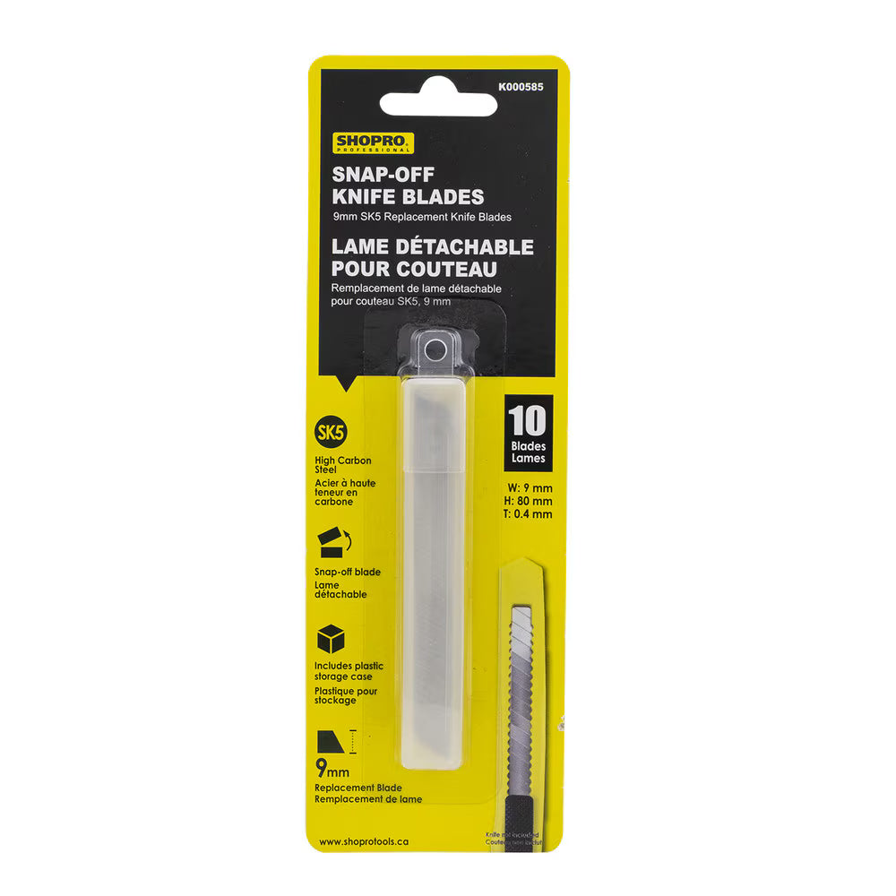 10-Piece 9 mm Replacement Snap-Off Knife Blades