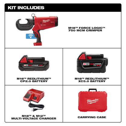 Milwaukee 2779-22 M18 FORCE LOGIC Cordless 750 MCM Crimper Kit