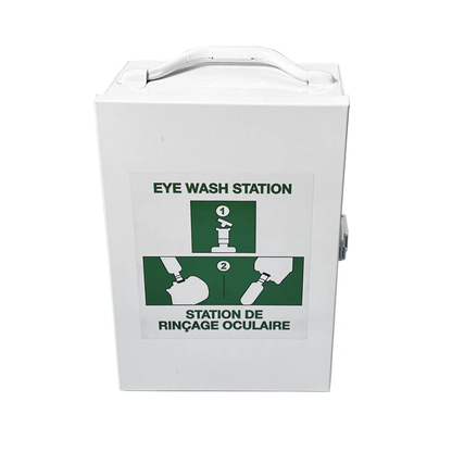 Eye Wash Metal Station, Empty w/Eye Wash Bottle Label