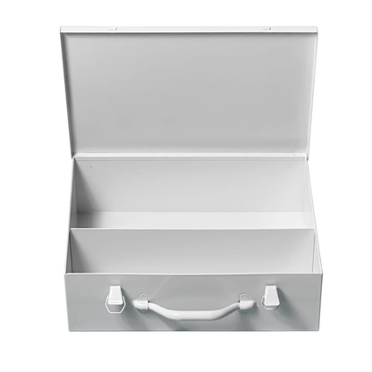 LEO Metal Box (7FX) with Partition 16.5x15x4.5 inch - White