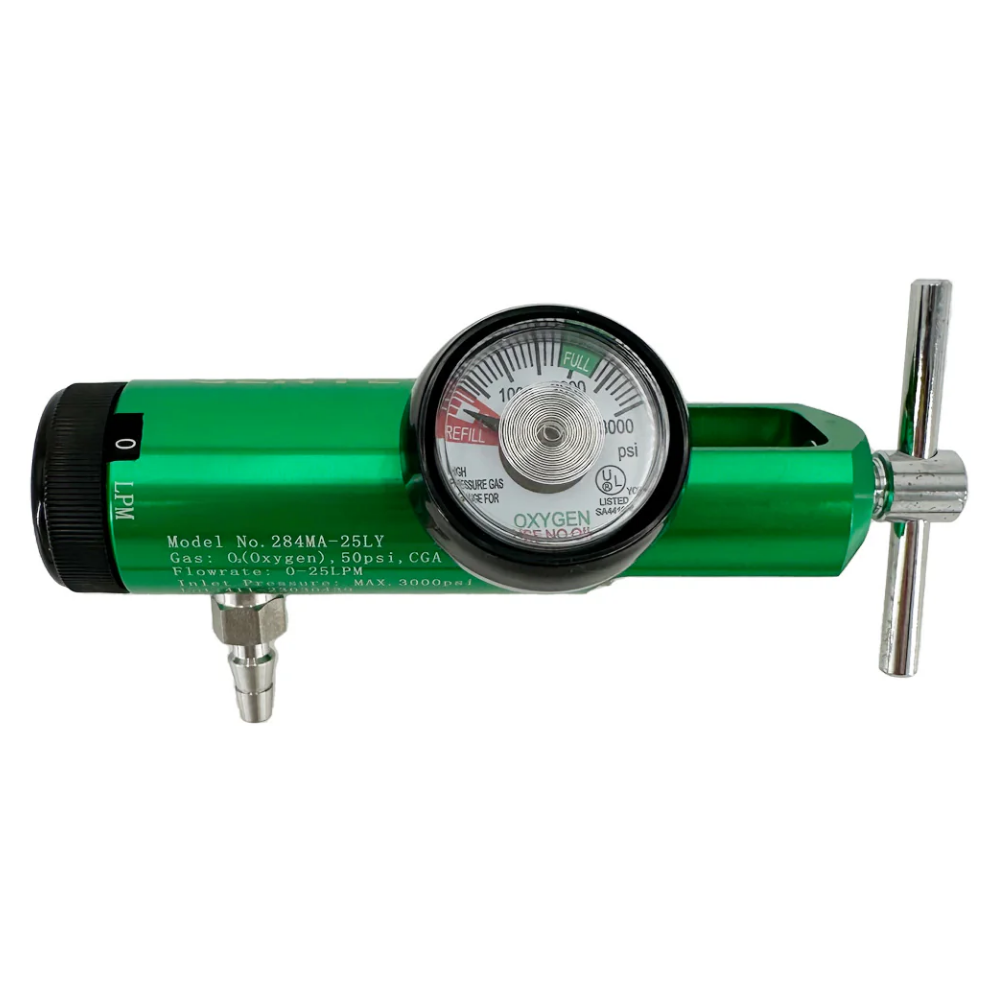 LEO L-1246 Oxygen Regulator 0-25 LPM CGA 870 side view with specs