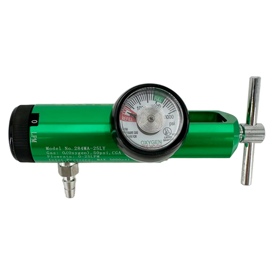 LEO L-1246 Oxygen Regulator 0-25 LPM CGA 870 side view with specs