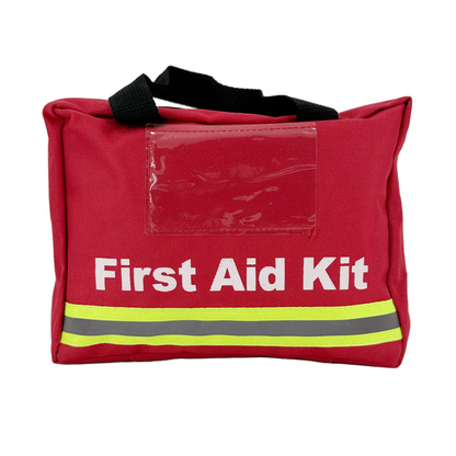 LEO Red Nylon First Aid Bag with Card Slot – Compact & Durable (21 x 7 x 18 cm)