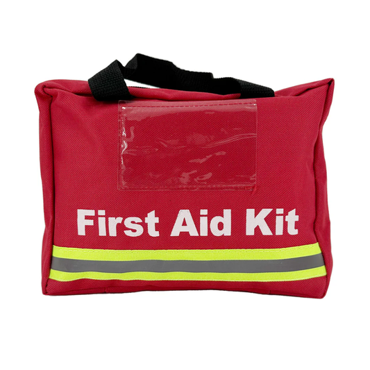LEO Red Nylon First Aid Bag with Card Slot – Compact & Durable (21 x 7 x 18 cm)