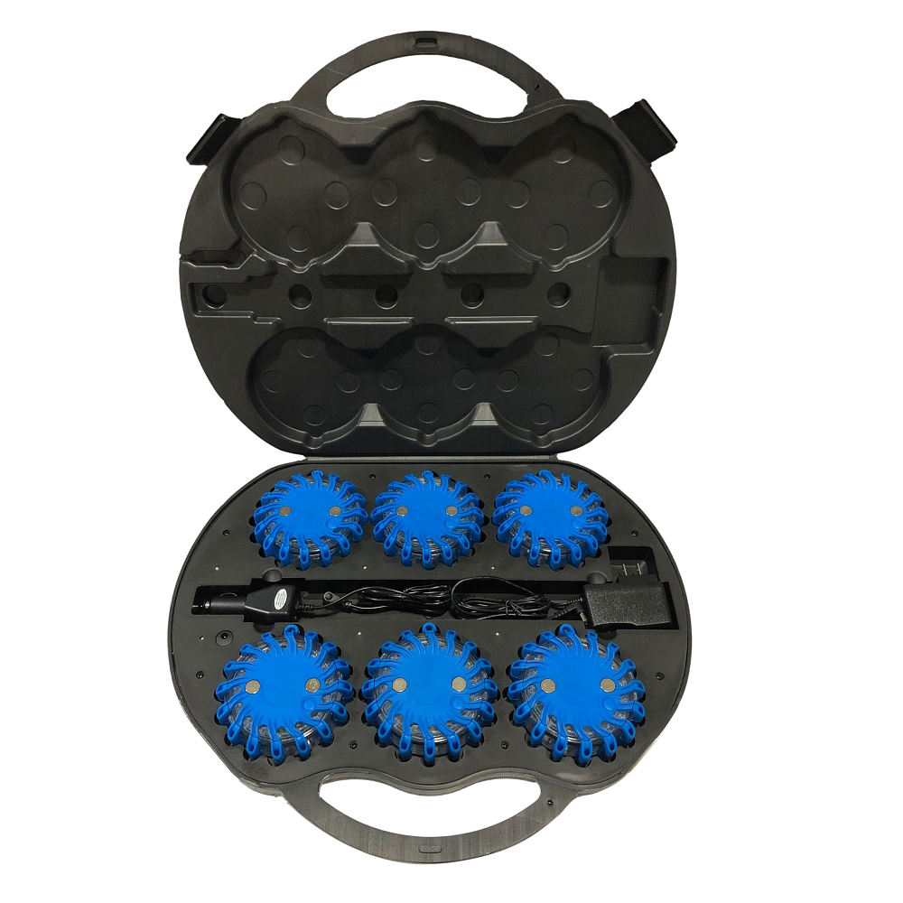LEO LED Safety Flare Kit Blue 6PC With Charging Case