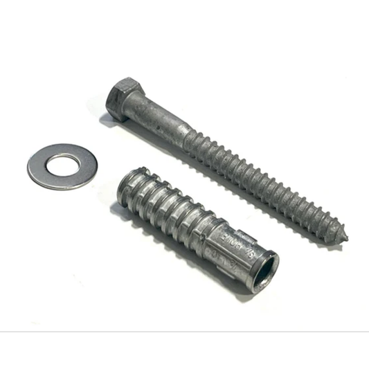 LEO 5" Lag Bolt + Lag Shield Insert + Washer Package (Removable Curb Installation Hardware)