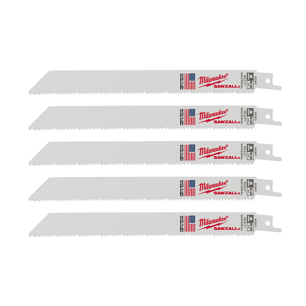 Milwaukee 48-00-5093 SAWZALL 8in 8/12 TPI Reciprocating Saw Blades - 5pk