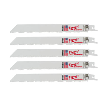 Milwaukee 48-00-5093 SAWZALL 8in 8/12 TPI Reciprocating Saw Blades - 5pk