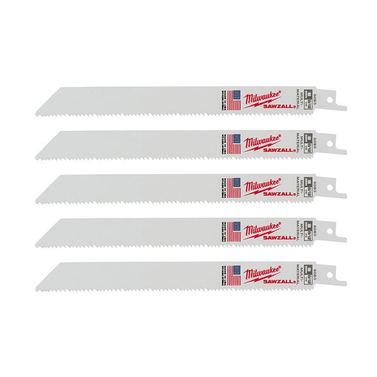 Milwaukee 48-00-5093 SAWZALL 8in 8/12 TPI Reciprocating Saw Blades - 5pk