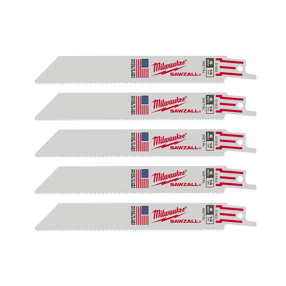 Milwaukee 48-00-5182 SAWZALL 6in 14 TPI Metal Cutting Blades - 5pk