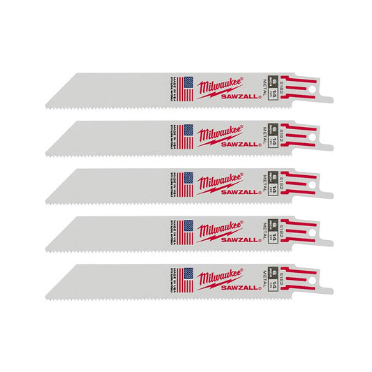 Milwaukee 48-00-5182 SAWZALL 6in 14 TPI Metal Cutting Blades - 5pk