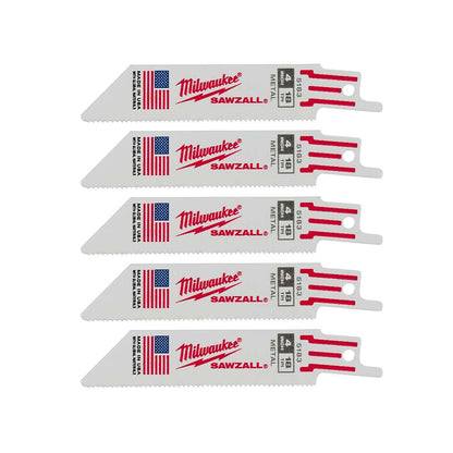 Milwaukee 48-00-5183 SAWZALL 4in 18 TPI Metal Cutting Blades - 5pk