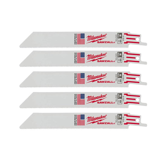Milwaukee 48-00-5184 SAWZALL 6in 18 TPI Metal Cutting Blades - 5pk