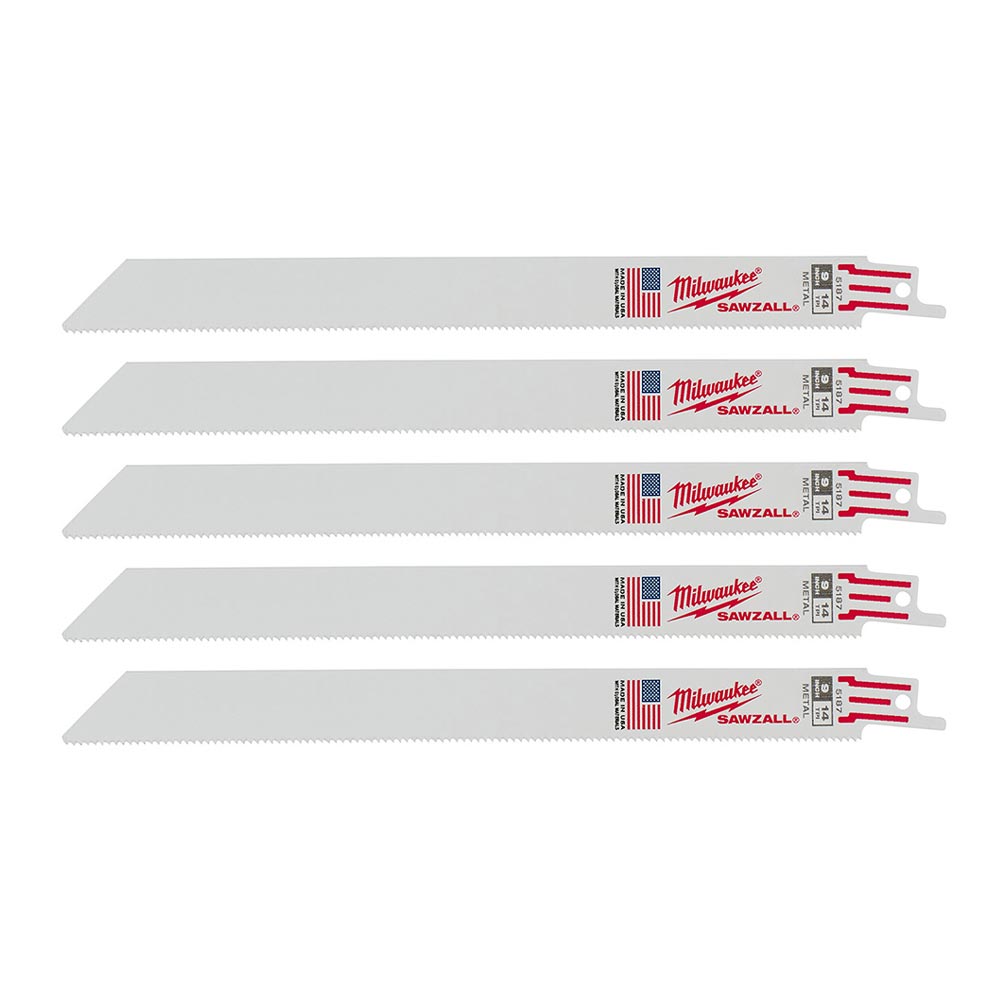 Milwaukee 48-00-5187 SAWZALL 9in 14 TPI Metal Cutting Blades - 5pk