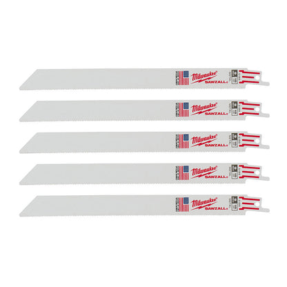 Milwaukee 48-00-5188 SAWZALL 9in 18 TPI Metal Cutting Blades - 5pk