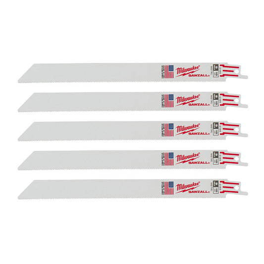 Milwaukee 48-00-5188 SAWZALL 9in 18 TPI Metal Cutting Blades - 5pk